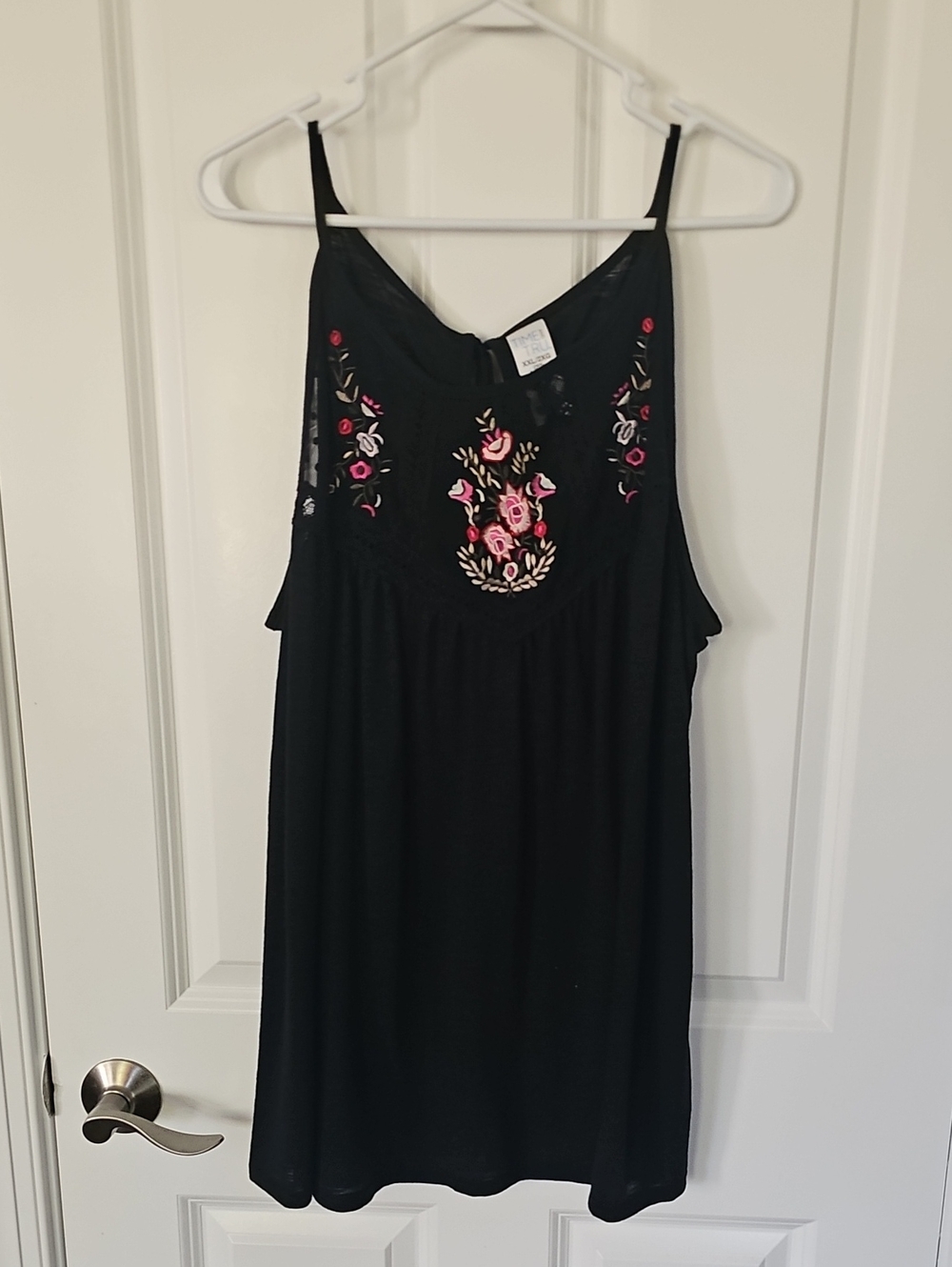Black Floral Embroidered Sleeveless Top